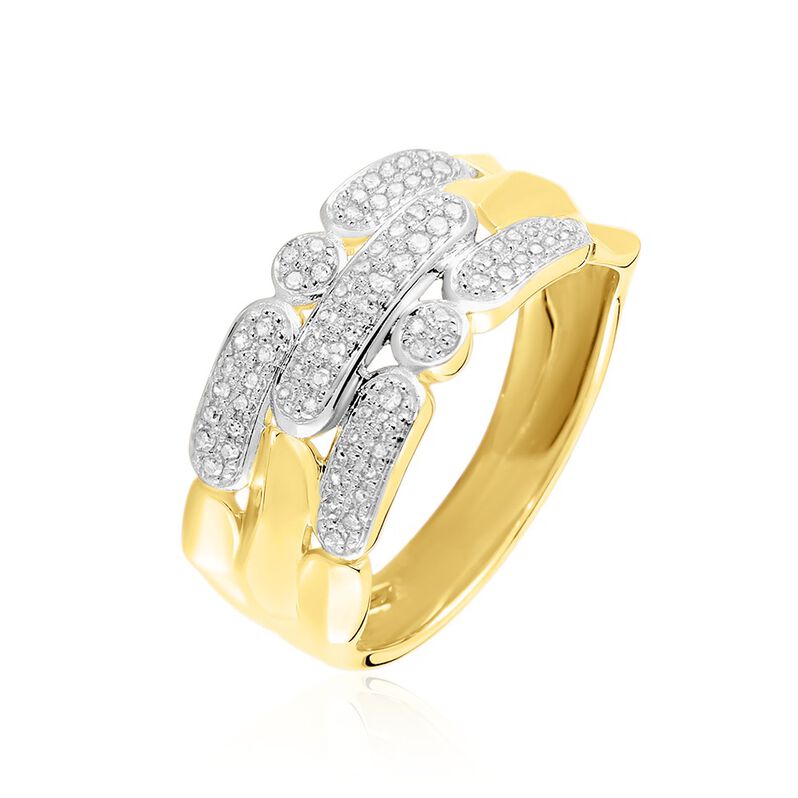ETTA Damen Ring Gold 375 (9 Karat) Diamant Wei&szlig; 0,18 ct Barren - Ringe mit Stein Damen | OROVIVO