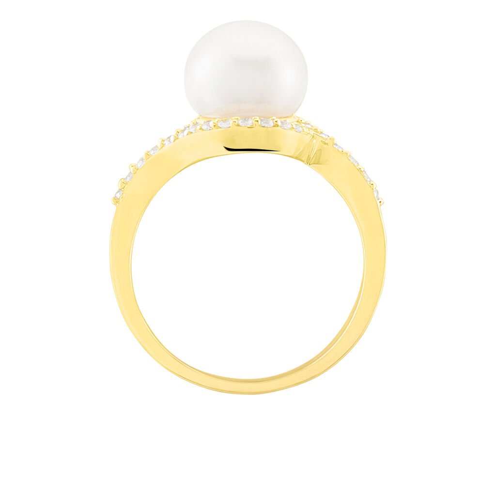 Damenring Gold 375 Zuchtperle Zirkonia  - Ringe mit Stein Damen | OROVIVO