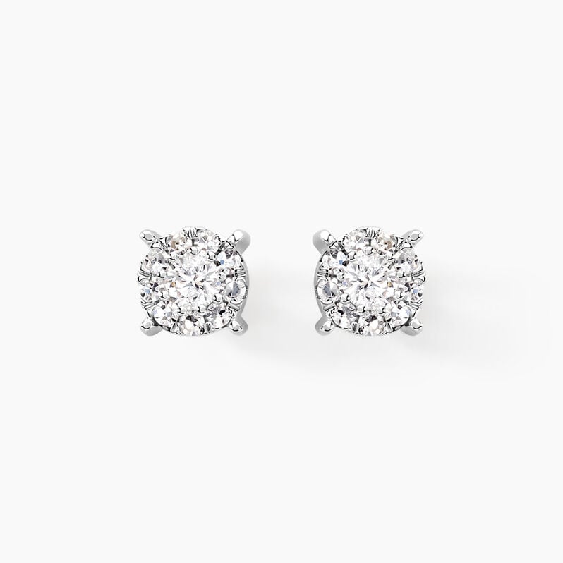 Boucles D'oreilles Puces Artemis Or Blanc Diamant - Spannringe Damen | OROVIVO