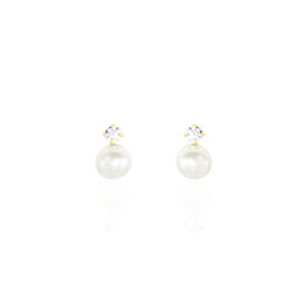 Damen Perlenohrringe Gold 375 Zuchtperle 4mm - Ohrstecker Damen | OROVIVO