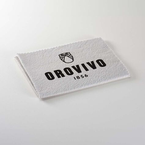 Schmuckpflegetuch in grau mit OROVIVO Logo 24x20 cm - Kleine Geschenke  | OROVIVO