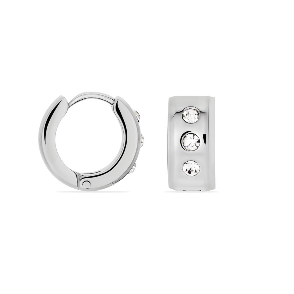 Damen Creolen Edelstahl Zirkonia Cliva 13,00mm 3,00mm  - Creolen Damen | OROVIVO