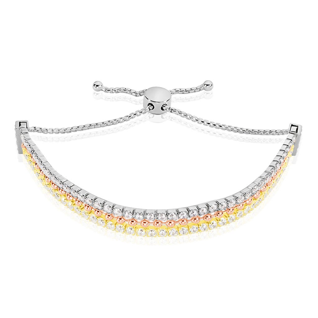 Damen Armband Silber Tricolor 925 Zirkonia Weiß 10,23 ct Halbkreis, Armband mit Stein