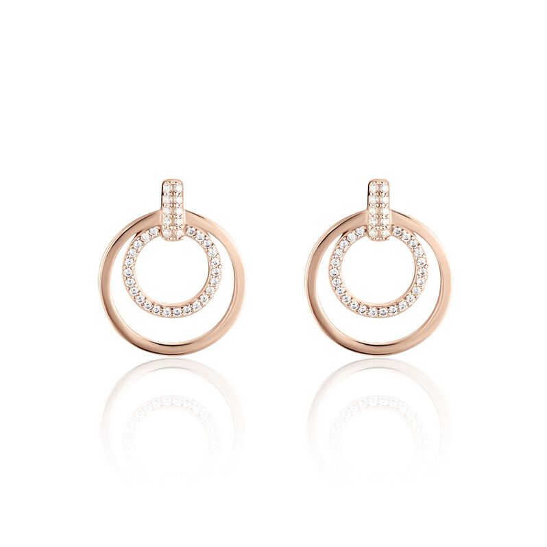 ESPERANZA Damen Ohrringe Lang Silber Silber 925 Zirkonia Wei&szlig; Doppelkreis - Ohrringe mit Stein Damen | OROVIVO