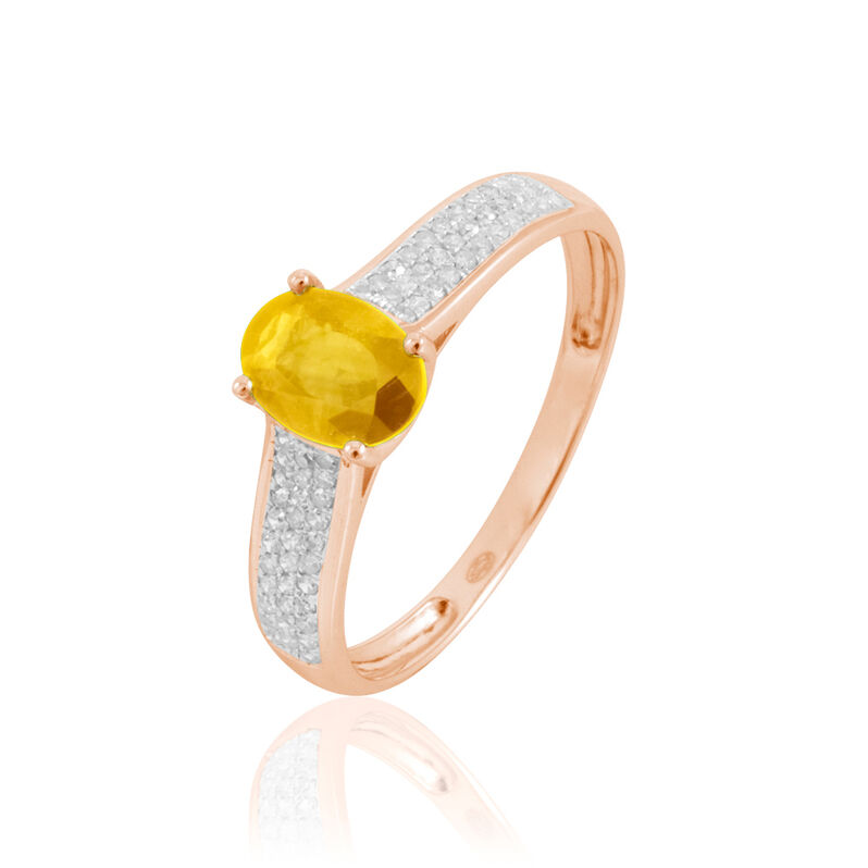 Bague Crista Or Rose Citrine Et Diamant - Spannringe Damen | OROVIVO
