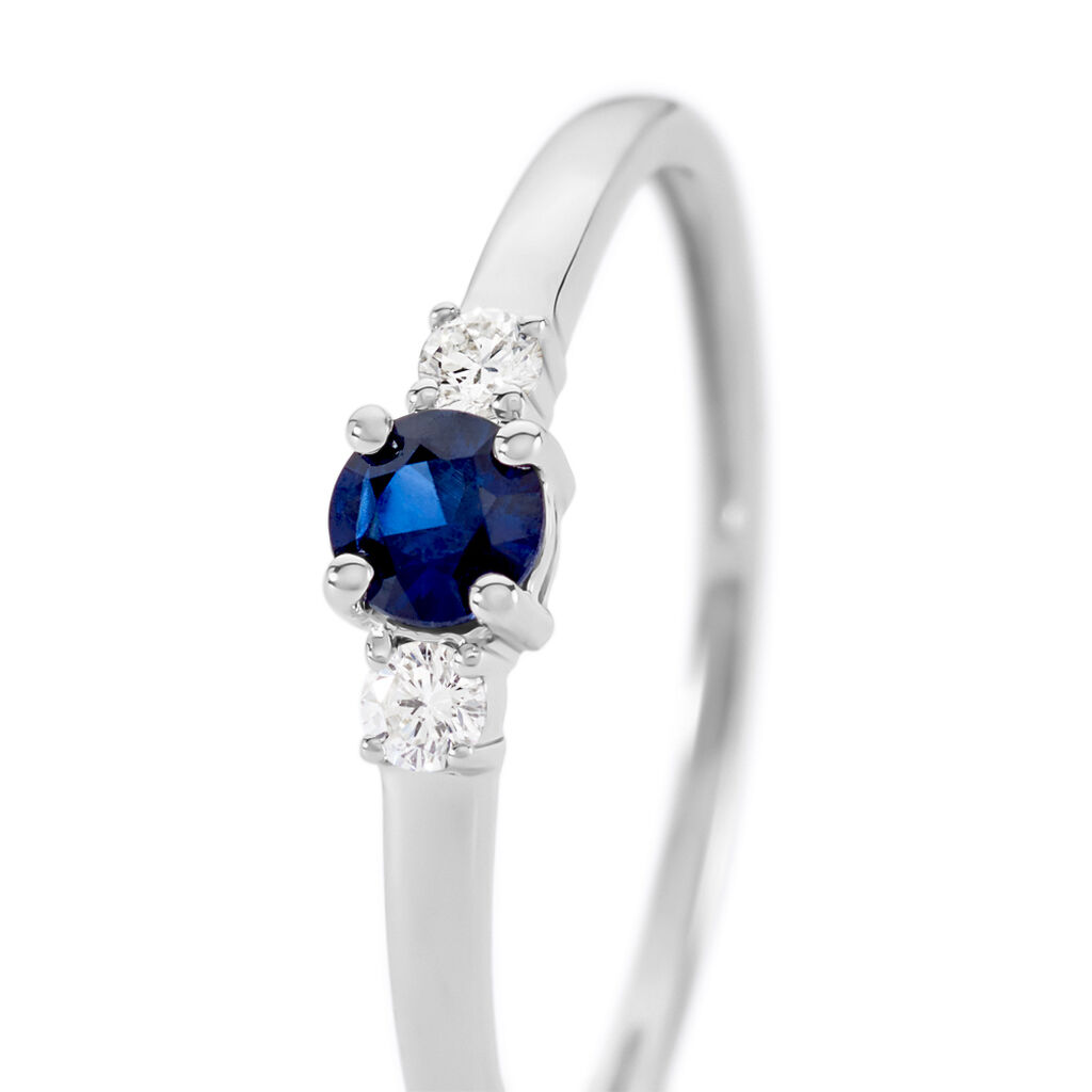 ELISABETH Damen Ring Wei&szlig;gold 585 (14 Karat) Saphir Blau 0,27 ct