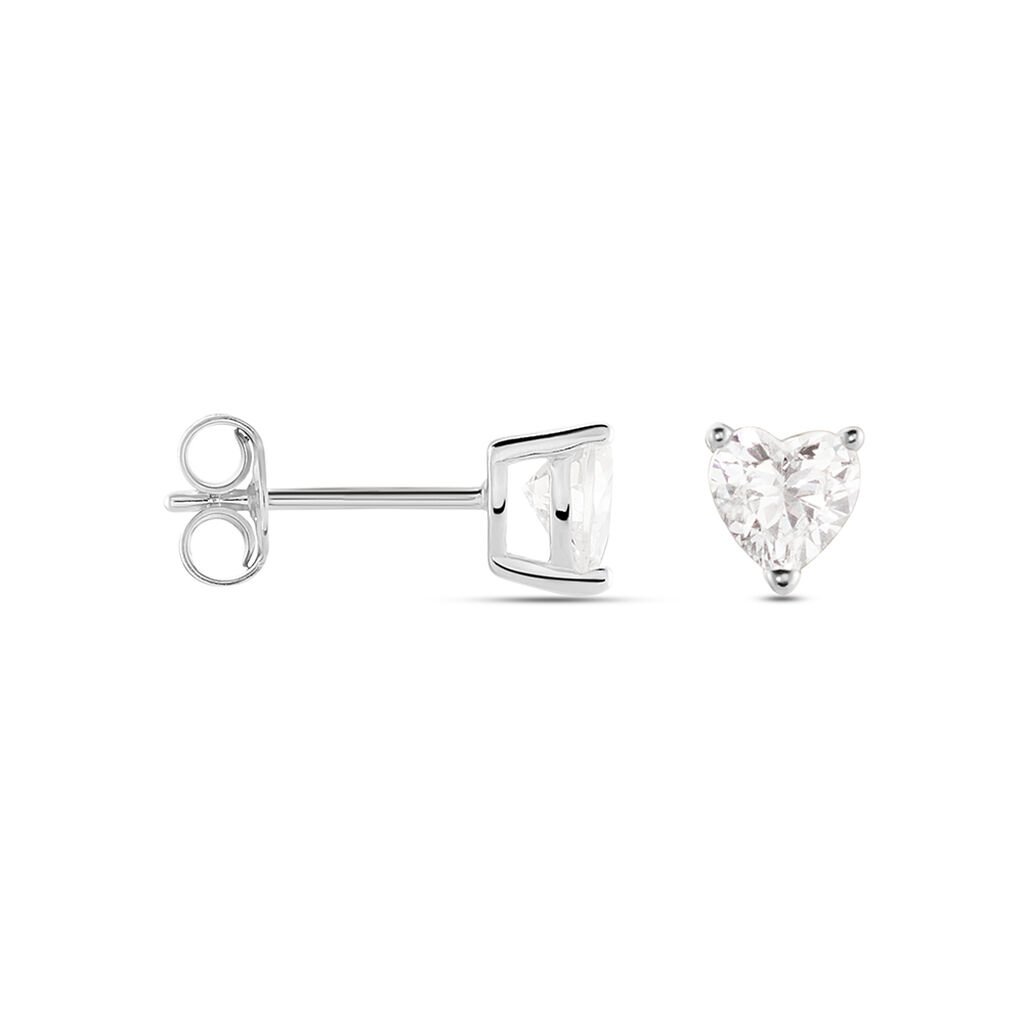 BILLIE Damen Ohrstecker Silber Silber 925 Zirkonia Wei&szlig; Herz