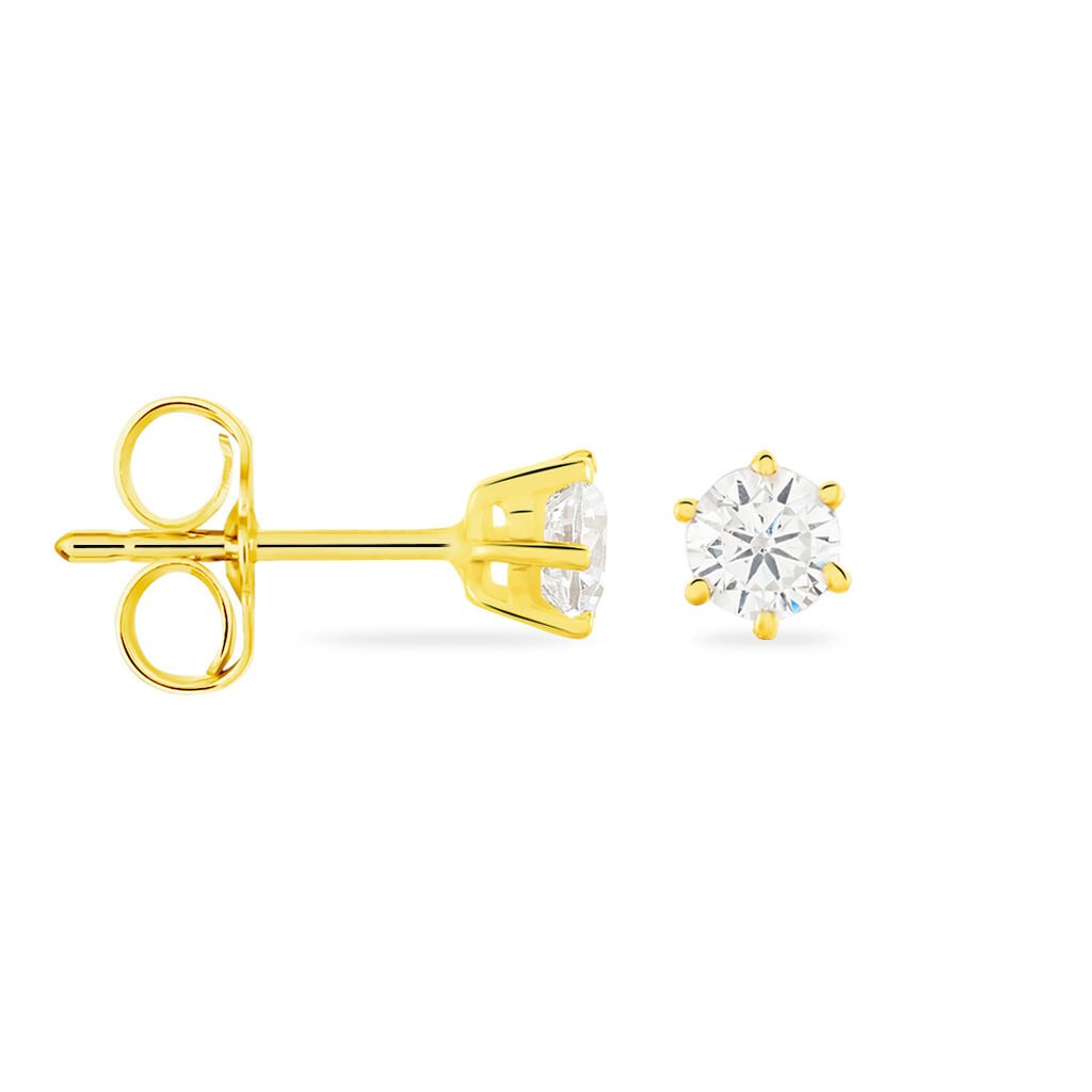 KRAPPE 6 Damen Ohrstecker Gold 375 (9 Karat) Zirkonia Wei&szlig; 0,44 ct Kreis