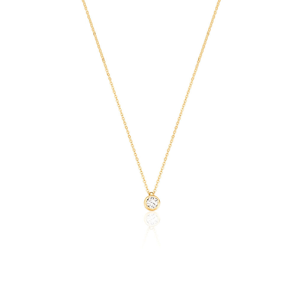MOANA Damen Collier Gold 585 (14 Karat) Synthetischer Diamant Weiß 0,25 ct, Collier mit Stein
