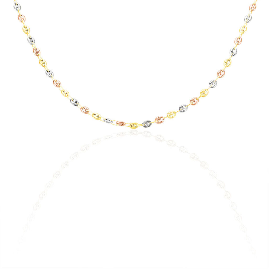 Collier Dami Maille Grain De Cafe Or Tricolore - Spannringe Damen | OROVIVO