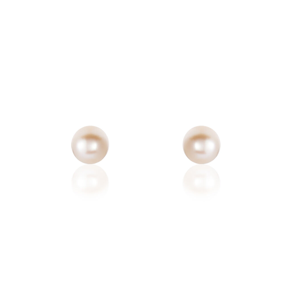 Damen Perlenohrringe Gold 375 Zuchtperle 4-4,5mm, Ohrstecker mit Stein