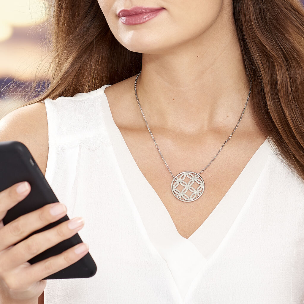 Collier Acier Lise Cercle Motifs Fleurs - Spannringe Damen | OROVIVO