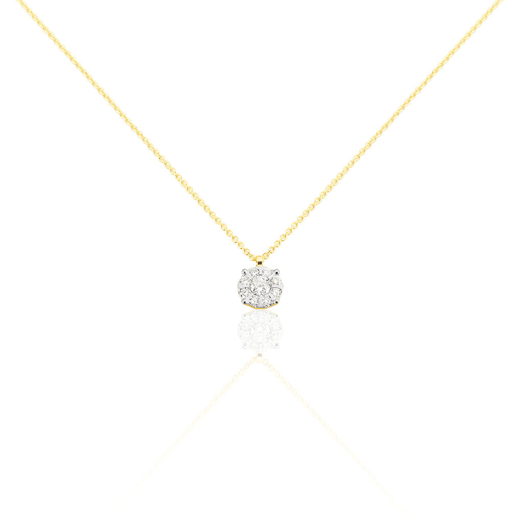 SOLO Damen Collier Gold 750 (18 Karat) Diamant Wei&szlig; 0,120 ct Blume