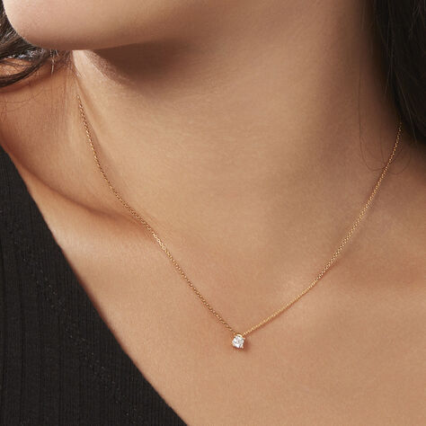Illusion Damen Collier Gold 375 (9 Karat) Diamant Wei&szlig; 0,1 ct B 0,9 mm - Halsketten Damen | OROVIVO