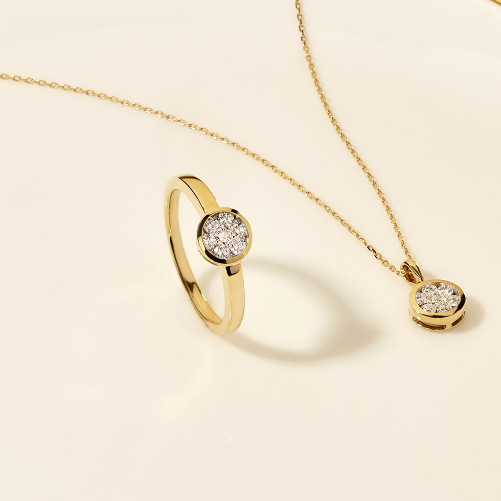 ELINA Damen Collier Gold 750 (18 Karat) Diamant Wei&szlig; 0,07 ct Kreis