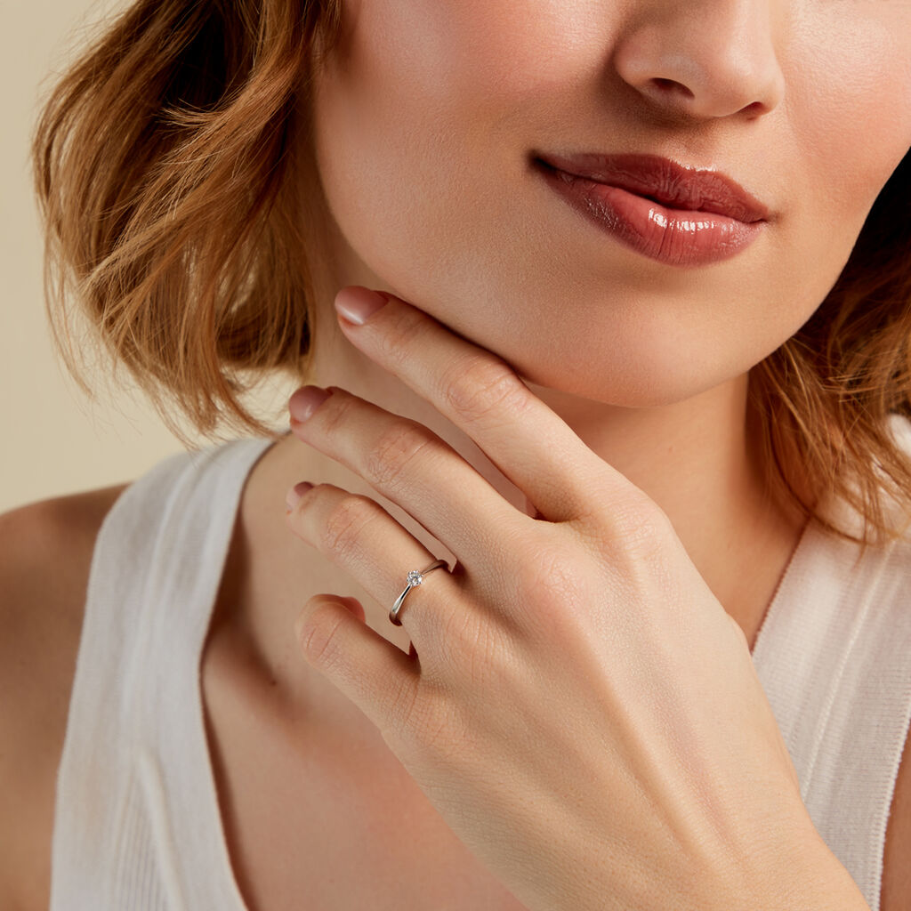 AMARUNE Damen Ring Platin Wei&szlig; 600 Diamant Wei&szlig; 0,1 ct