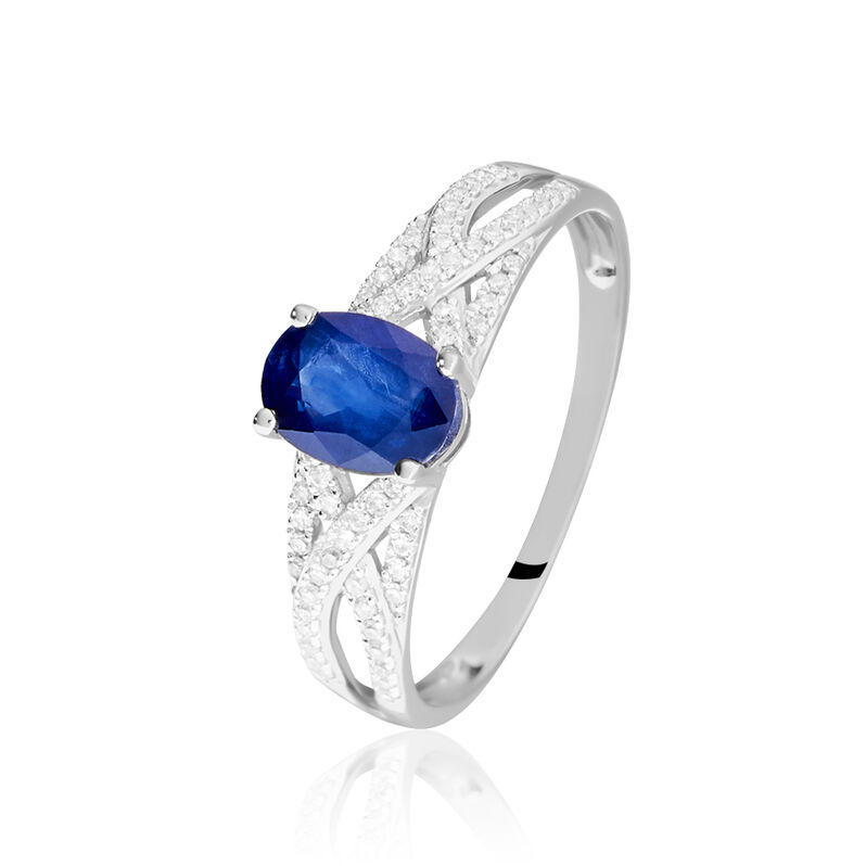 Bague Tehina Or Blanc Saphir Et Diamant - Spannringe Damen | OROVIVO