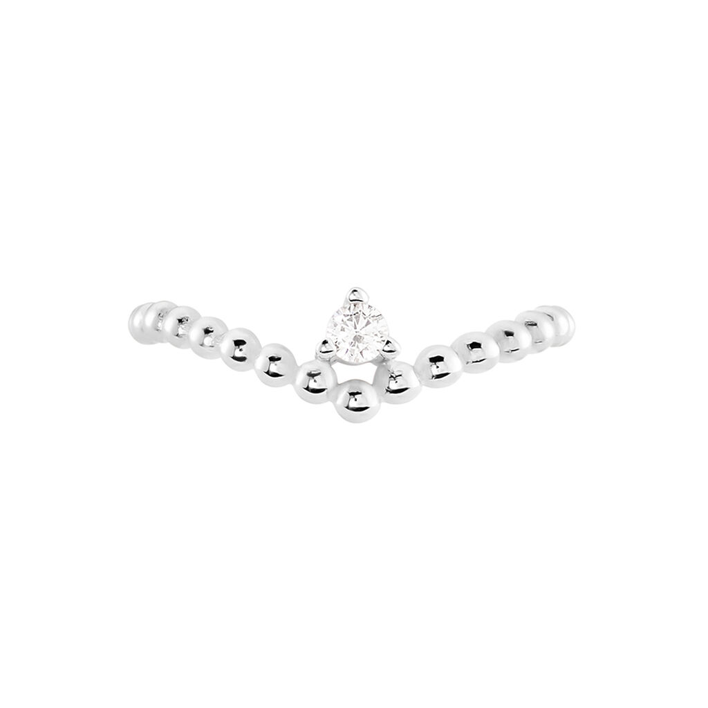 CARLA Damen Ring Silber 925 Zirkonia Wei&szlig; 0,04 ct Tropfen