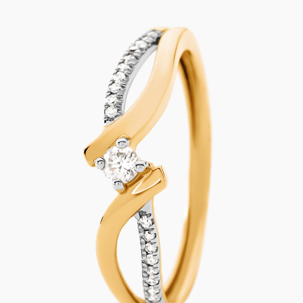 Bague Or Jaune Vague Semi Pavage Diamant - Spannringe Damen | OROVIVO