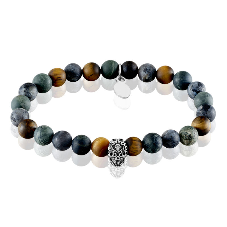 NUSRET 1 Herren Armband Edelstahl Labradorit Multicolour Ball - Kugelarmb&auml;nder Herren | OROVIVO