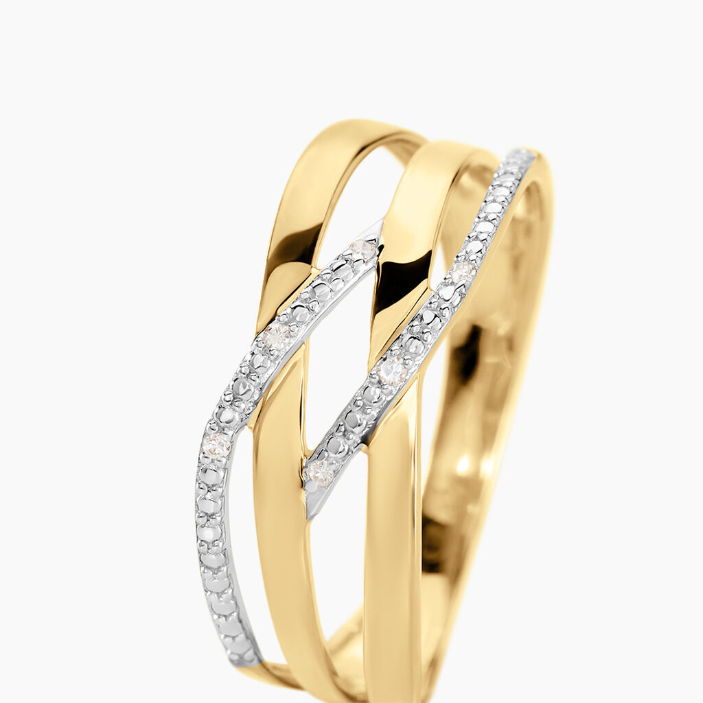 Bague Or Jaune Joassine Vagues Diamants - Spannringe Damen | OROVIVO