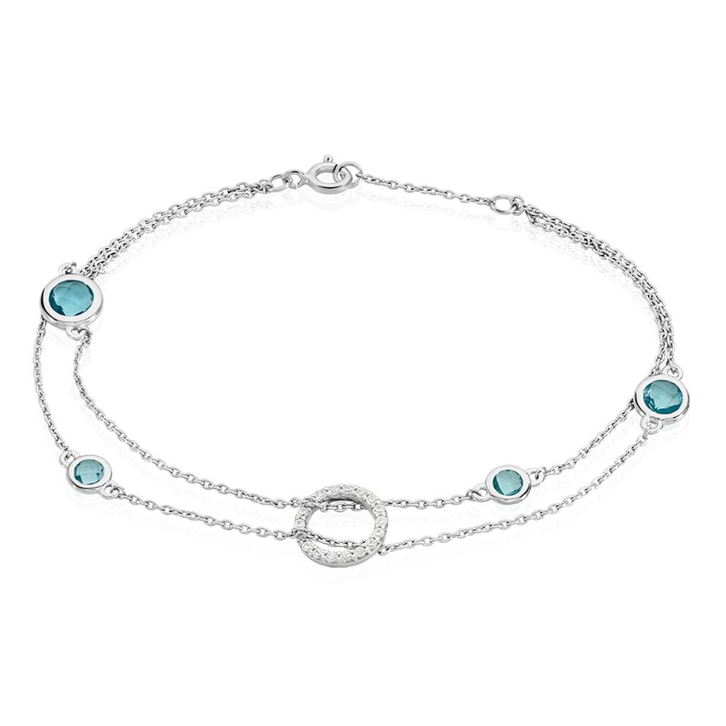SINAYA Damen Armband Silber Silber 925 Glas Blau 0,13 ct Kreis, Armband mit Stein