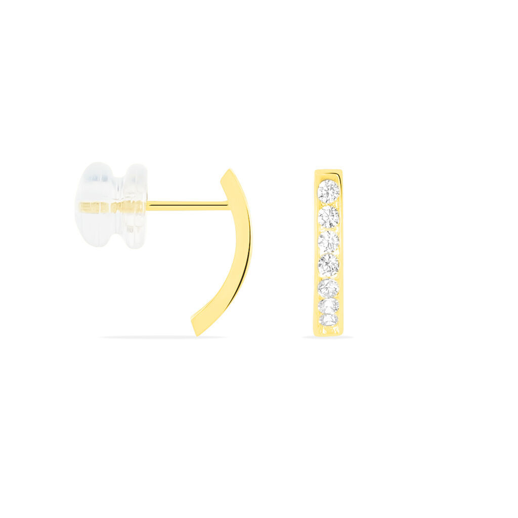 JACOBA Damen Creolen Gold 375 (9 Karat) Zirkonia Weiß, Creolen mit Stein