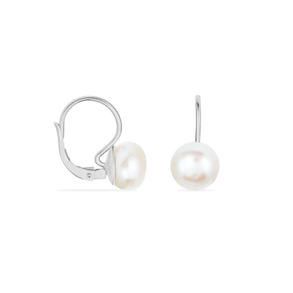 Damen Perlenohrringe Silber 925 Zuchtperlen 6mm - Ohrhänger Damen | OROVIVO
