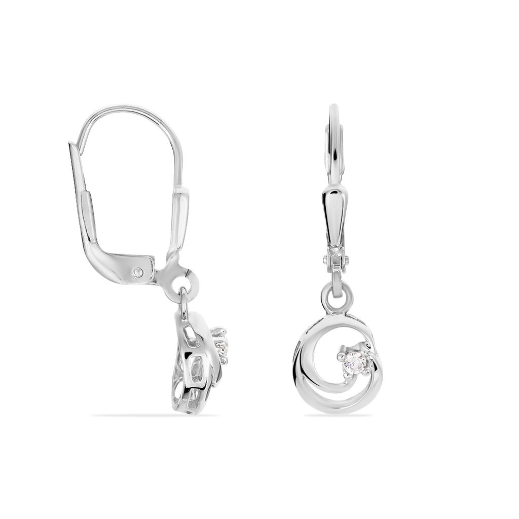 NALAN 1 Damen Ohrringe Lang Silber 925 Zirkonia Wei&szlig; Kreis