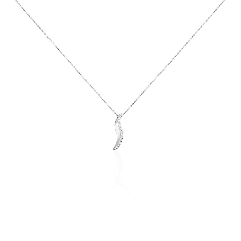 LATA Damen Collier Wei&szlig;gold 375 (9 Karat) Diamant Wei&szlig; 0,1 ct Welle