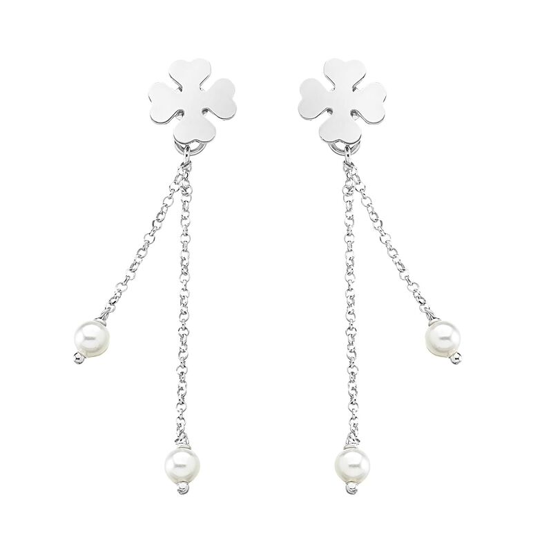 Orecchini quadrifoglio in argento rodiato e perle - Spannringe Damen | OROVIVO