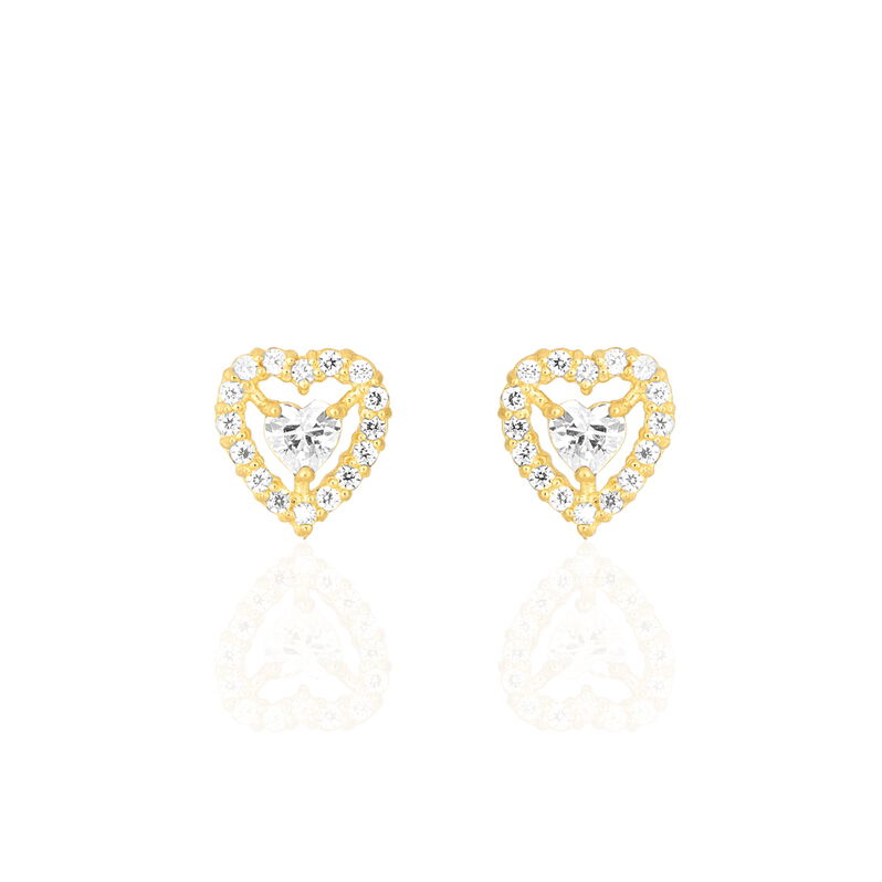 Boucles D'oreilles Puces Appollineae Or Jaune Oxyde De Zirconium - Spannringe Damen | OROVIVO