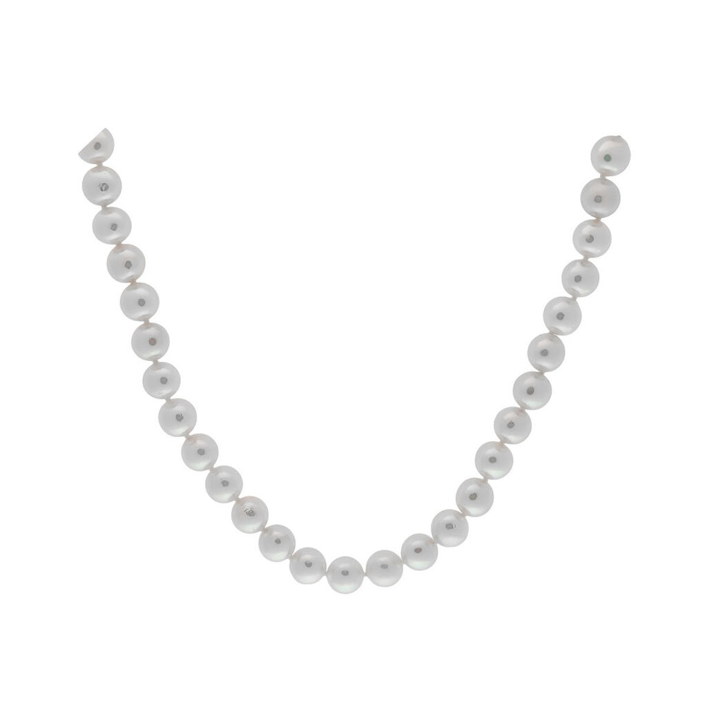 🦚 Damen Collier Gold 585 Akoyaperlen 6-7mm, Collier mit Stein
