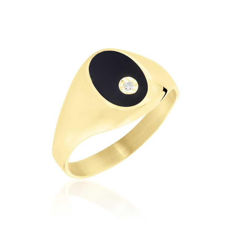 Chevalière Giles Or Jaune Onyx Diamant - Spannringe Herren | OROVIVO
