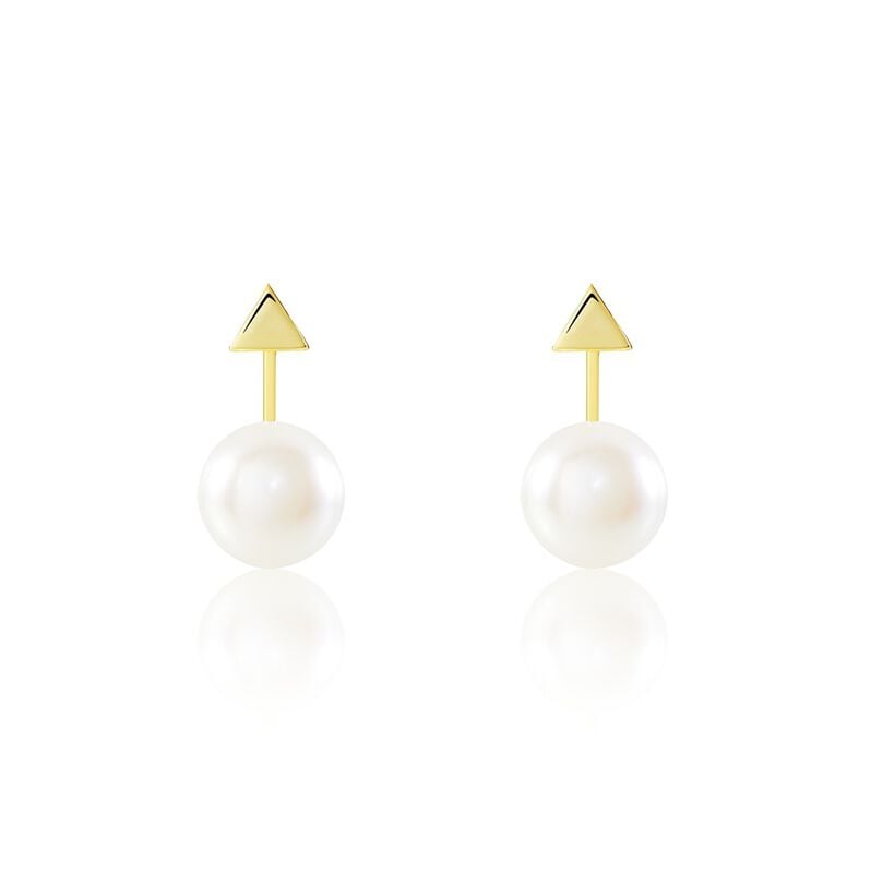 RADINA Damen Ohrstecker Silber vergoldet 925 Zuchtperle Wei&szlig; Dreieck - Ohrstecker Damen | OROVIVO