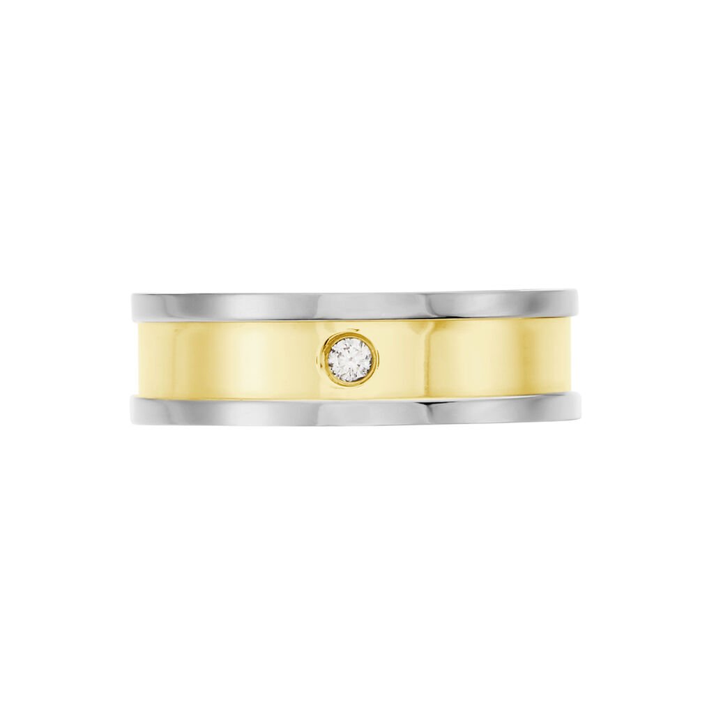 Damen Ring Titan Bicolor Gelb/Silber Zirkonia 6,00mm  - Ringe mit Stein Damen | OROVIVO