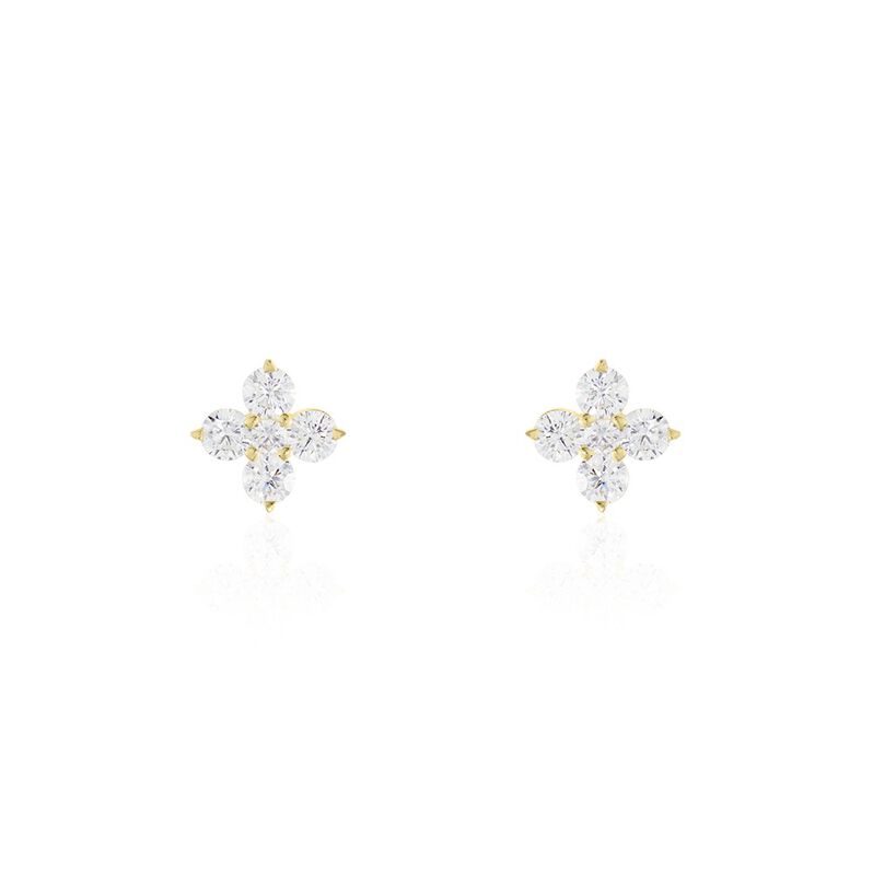 Damen Ohrstecker Gold 375 Zirkonia Blume  - Ohrstecker Damen | OROVIVO