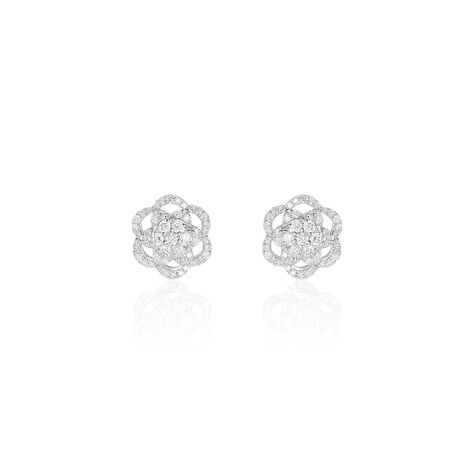 Damen Ohrstecker Weißgold 750 Diamant Blume - Ohrstecker Damen | OROVIVO