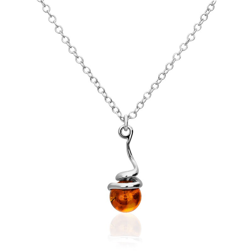 Collier Pendule Argent Rhodié Et Ambre - Spannringe Damen | OROVIVO