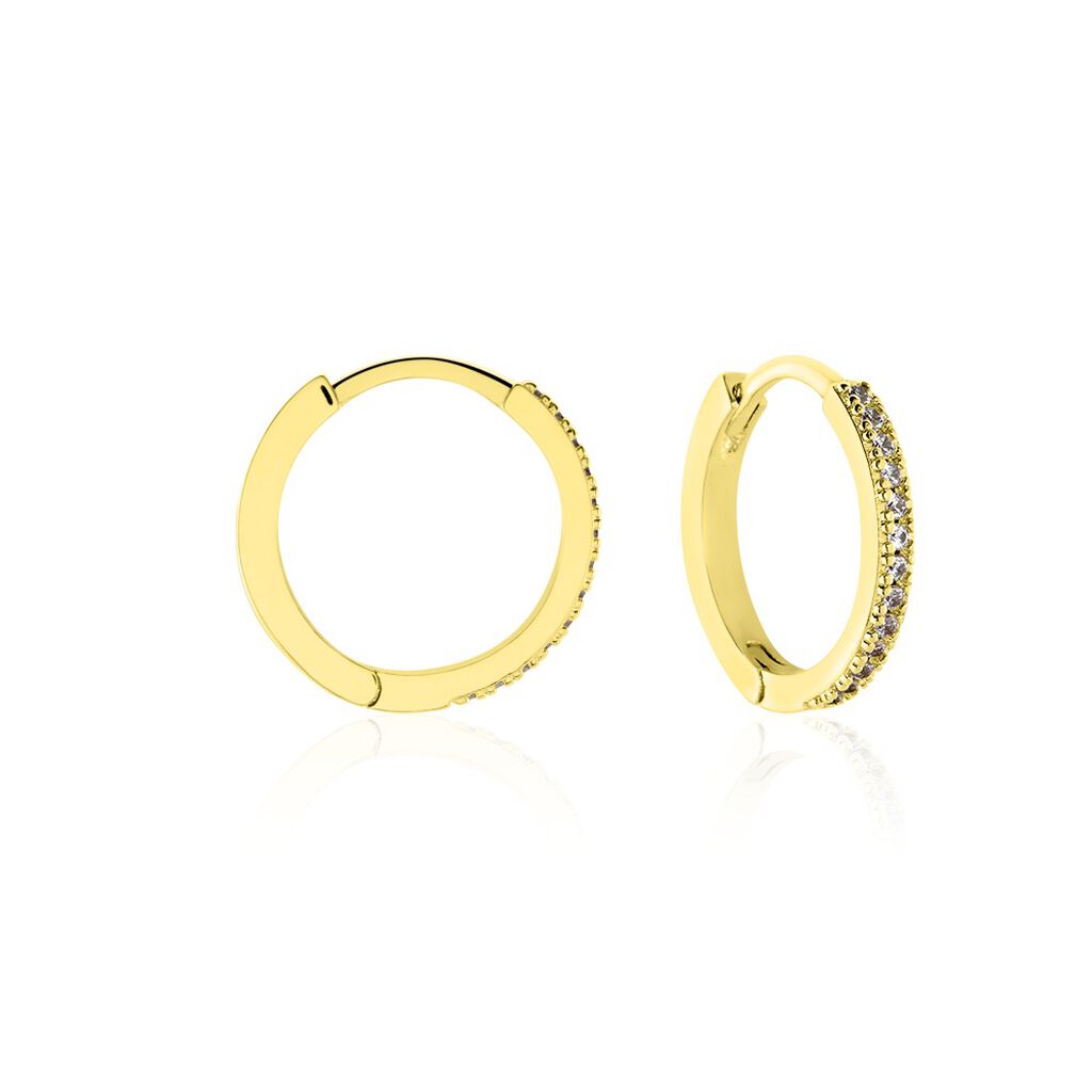 Damen Creolen Vergoldet Zirkonia Wei&szlig; 0,26 ct