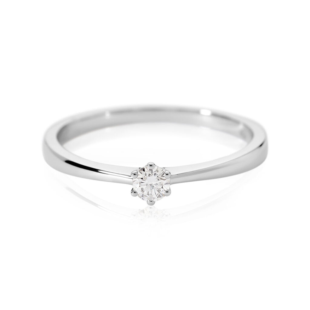 🦚 AMARUNE Damen Ring Platin Weiß 600 Diamant Weiß 0,15 ct, Ring mit Stein