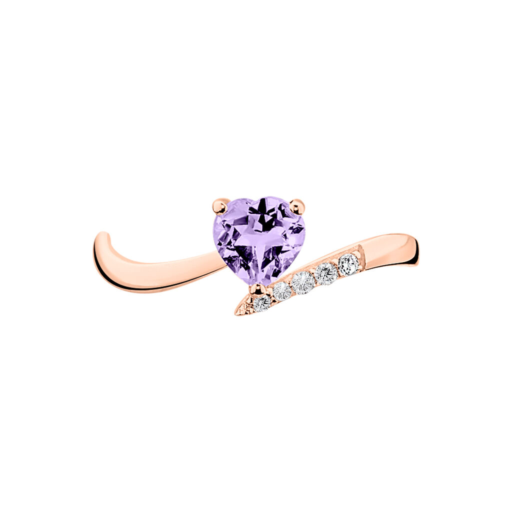 Bague Eva Or Rose Amethyste Et Diamant - Spannringe Damen | OROVIVO