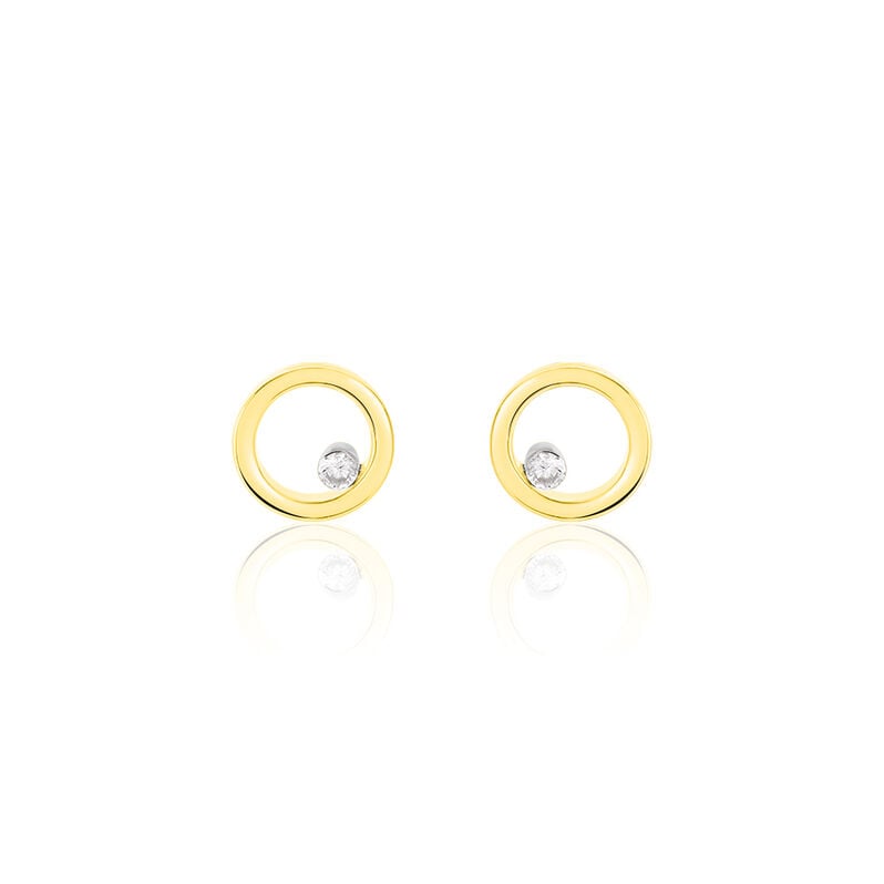 INVISIBLE Damen Ohrstecker Gold 750 (18 Karat) Diamant Wei&szlig; 0,060 ct Kreis - Ohrstecker Damen | OROVIVO