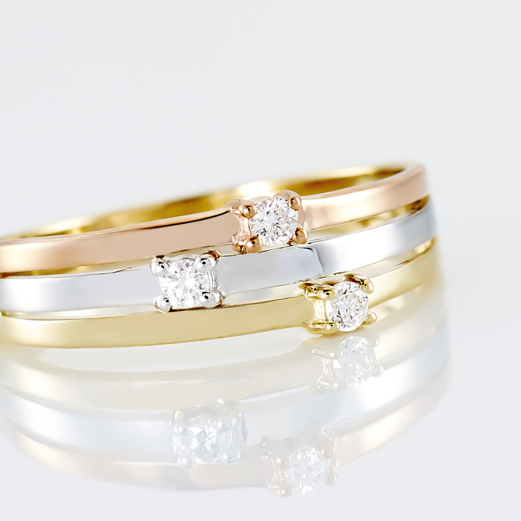 Bague Superposition Or Tricolore Diamant - Ringe mit Stein Damen | OROVIVO