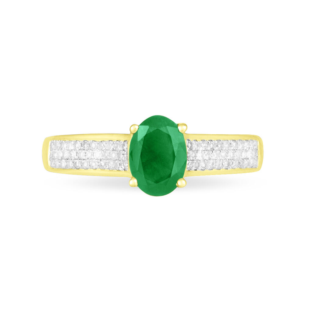 Bague Crista Or Jaune Emeraude Et Diamant - Spannringe Damen | OROVIVO
