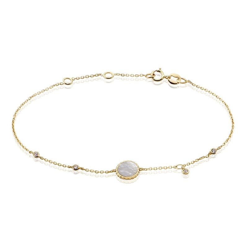 Uyen Damen Armband Gold 375 (9 Karat) Perlmutt Wei&szlig;er Perlmutt 0,8 ct Kreis - Armb&auml;nder mit Anh&auml;nger Damen | OROVIVO