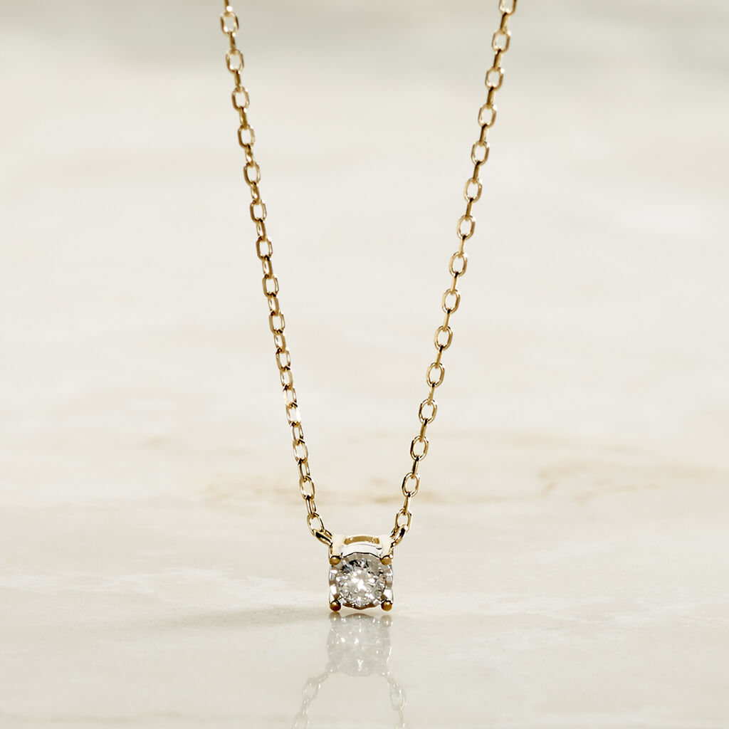Damen Collier Gold 375 Diamant 0,06ct Ravenna - Halsketten Damen | OROVIVO
