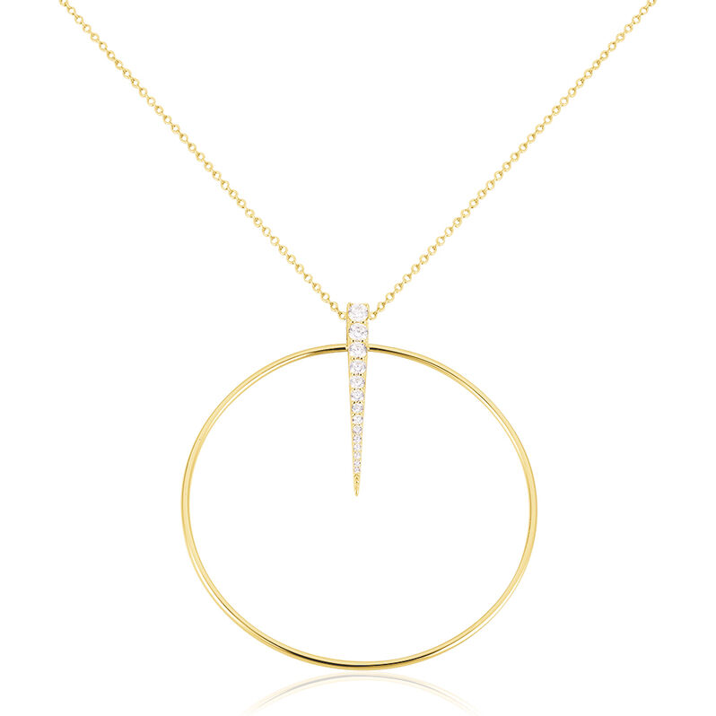 ROUNDED Damen Collier Silber vergoldet 925 Zirkonia Weiß 0,2 ct Barren - Halsketten Damen | OROVIVO