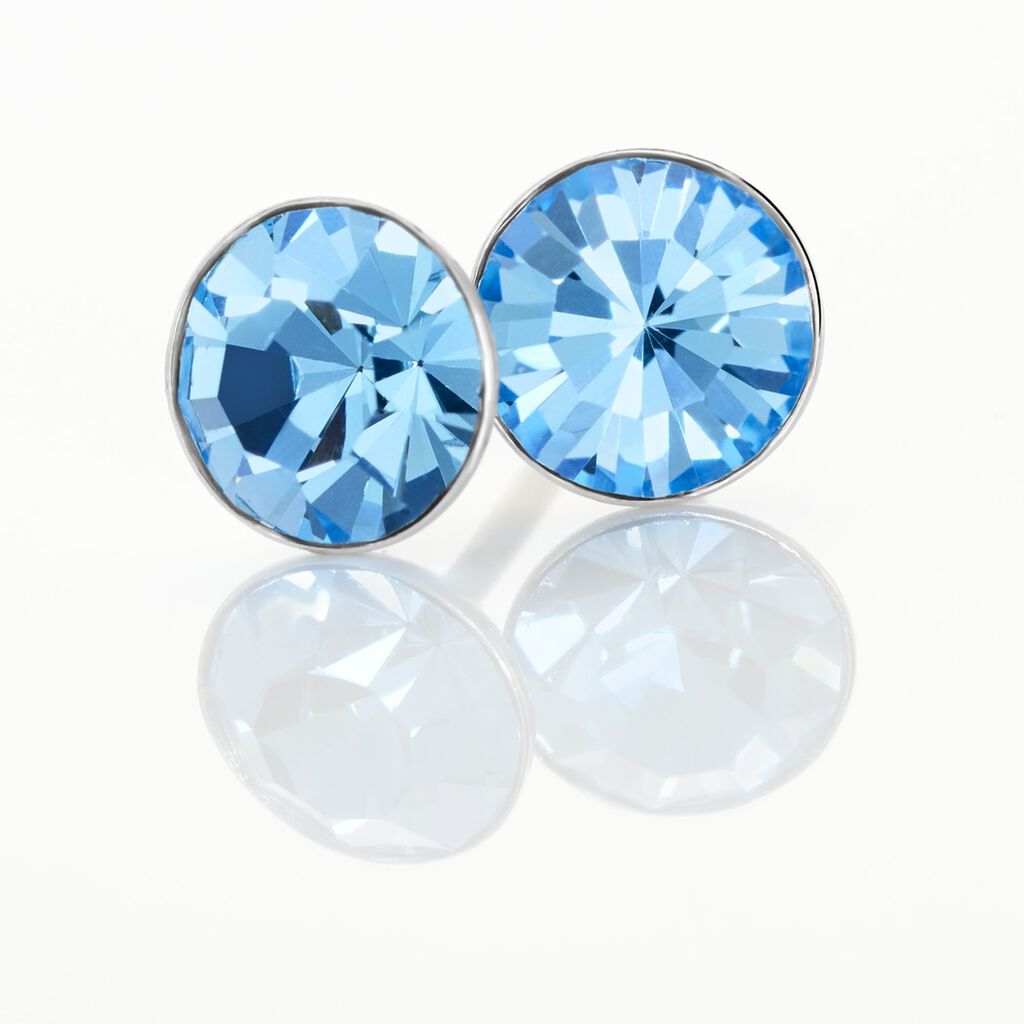 Damen Ohrstecker Silber Silber 925 Kristall Blau