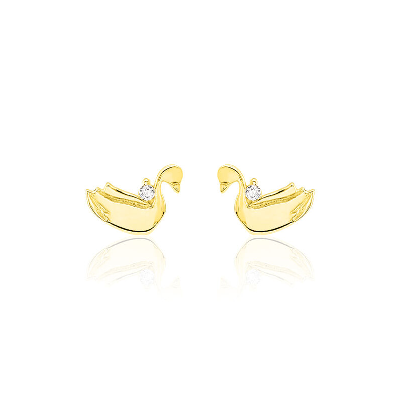Boucles D'oreilles Puces Emilie-marie Or Jaune Oxyde De Zirconium - Spannringe Damen | OROVIVO